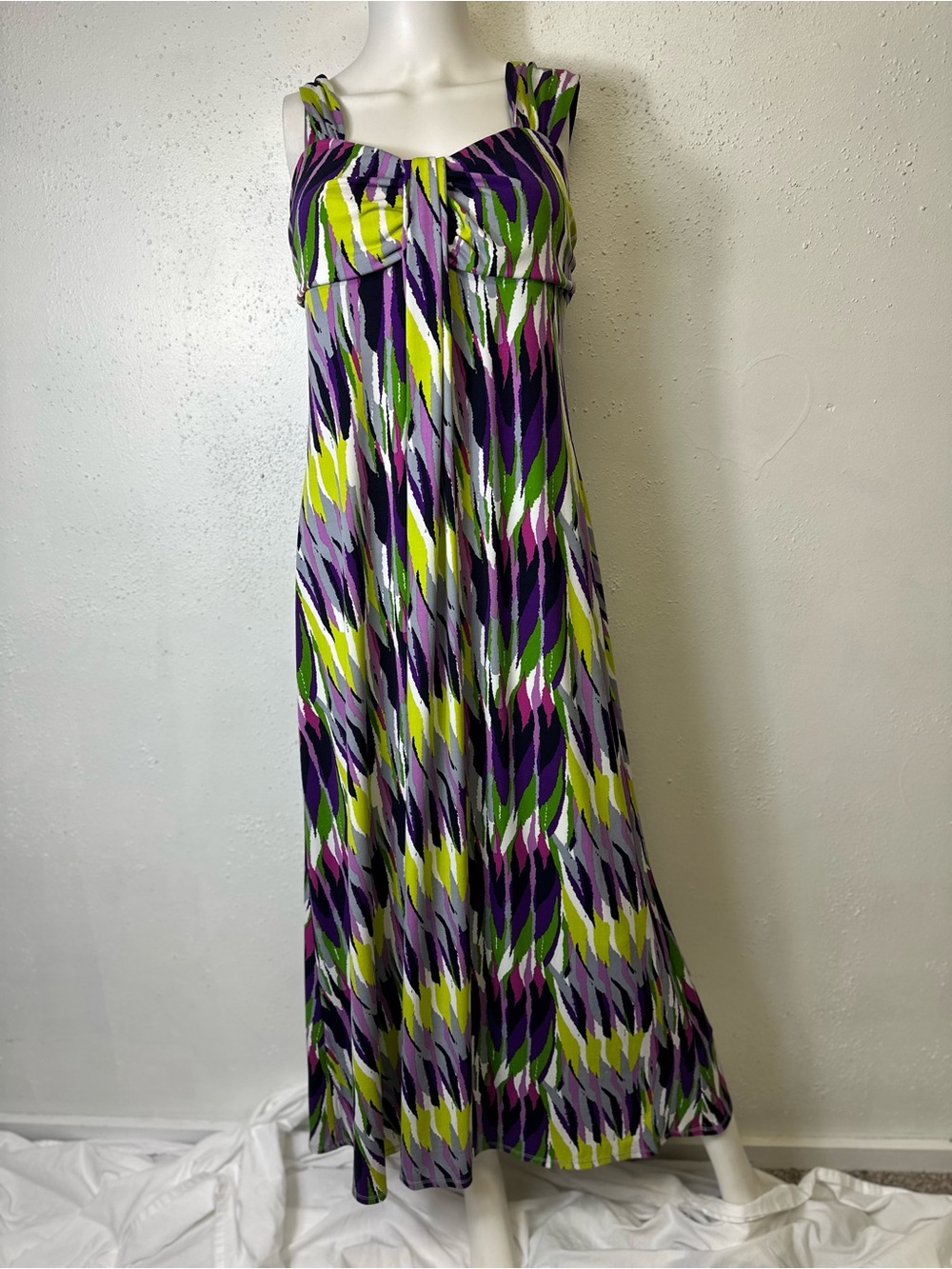 Ronni Nicole Purple, Green & White Abstract Maxi Dress